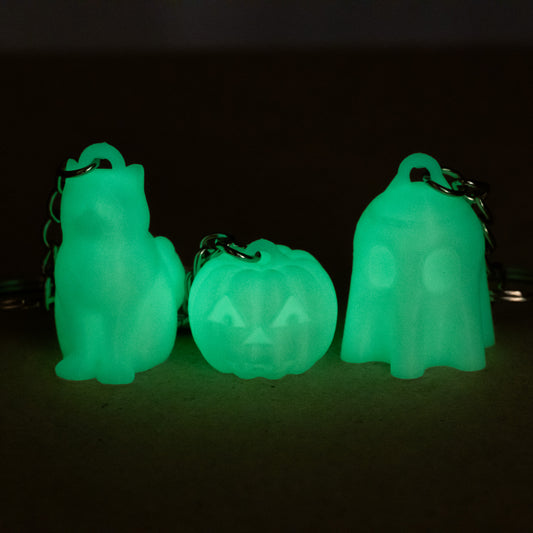 Kit Risparmio: Portachiavi Halloween (Gatto + Zucca + Fantasmino)