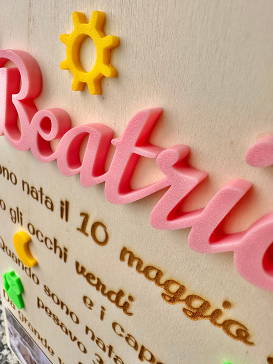 Targa celebrativa personalizzata per neonati