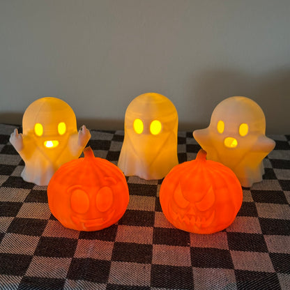 Fantasimini e zucche decorative luminose di Halloween (senza fiamma)