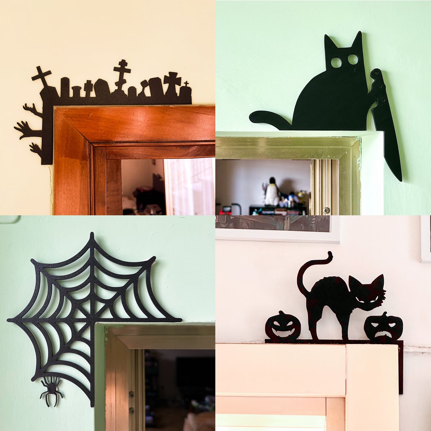 Kit Risparmio: 4 decorazioni angolari di Halloween per porta
