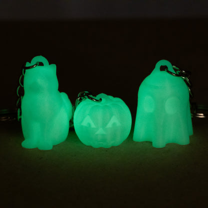 Kit Risparmio: Portachiavi Halloween (Gatto + Zucca + Fantasmino)