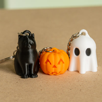 Kit Risparmio: Portachiavi Halloween (Gatto + Zucca + Fantasmino)