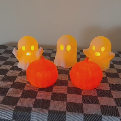 Fantasimini e zucche decorative luminose di Halloween (senza fiamma)